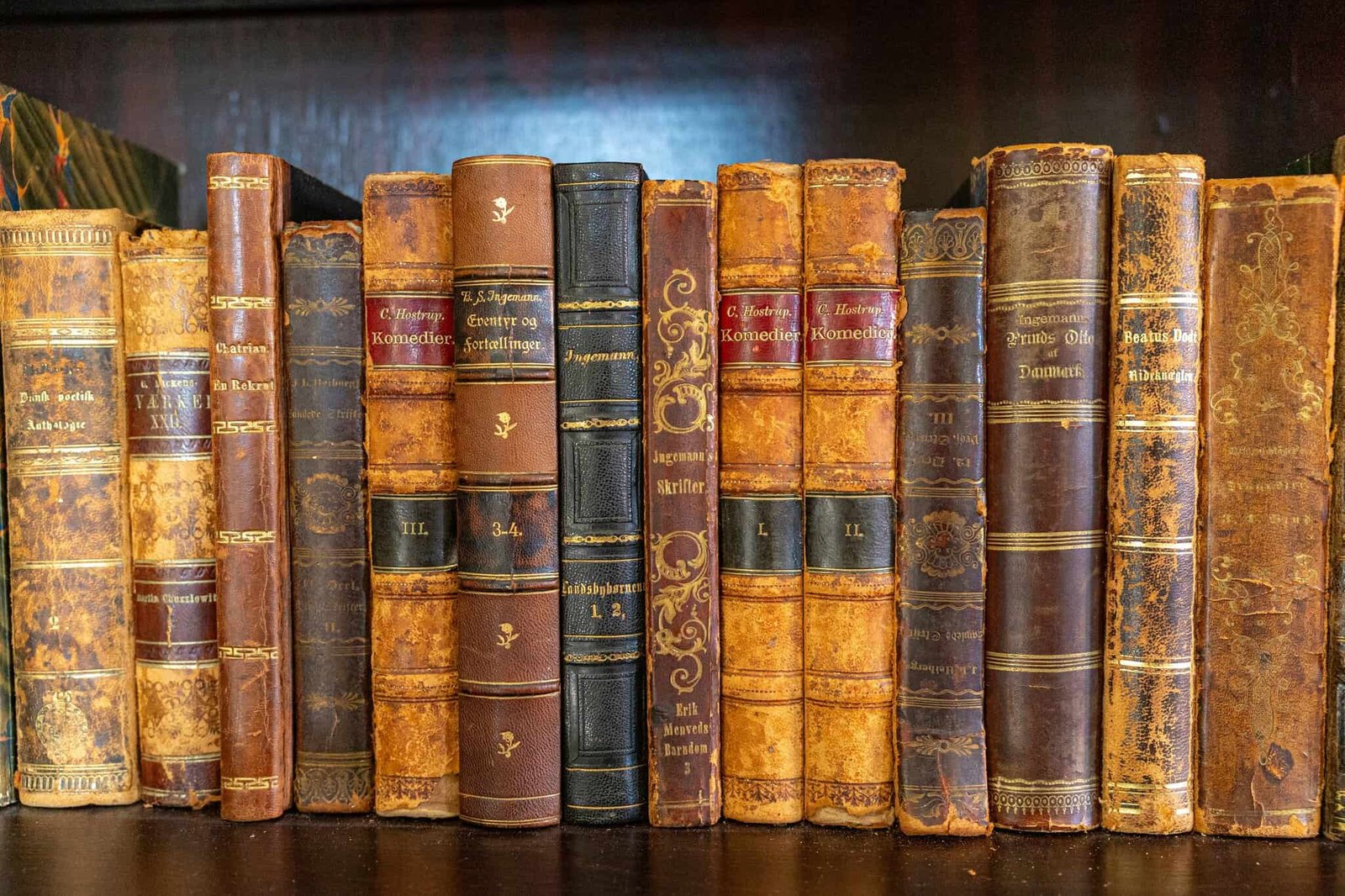 Antique books on a shelf