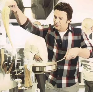 Jamie Oliver in the kitchen