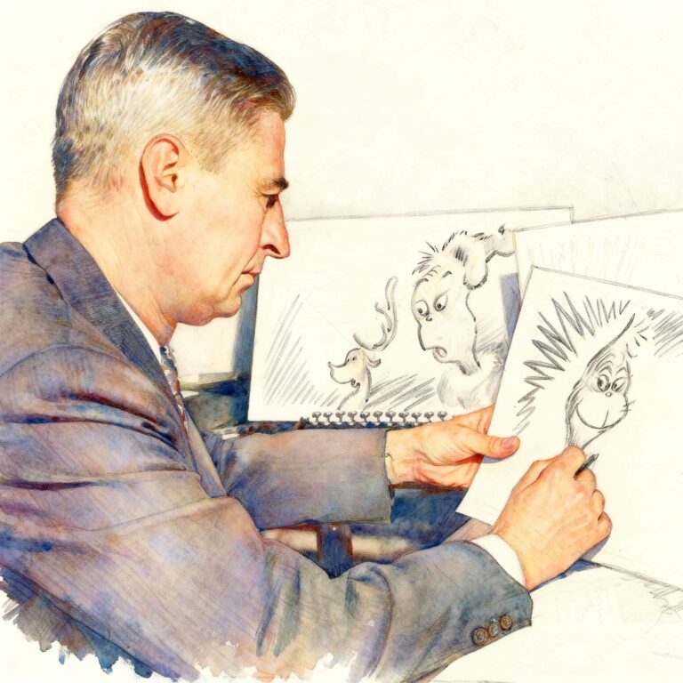 Dr. Suess and Grinch illustration